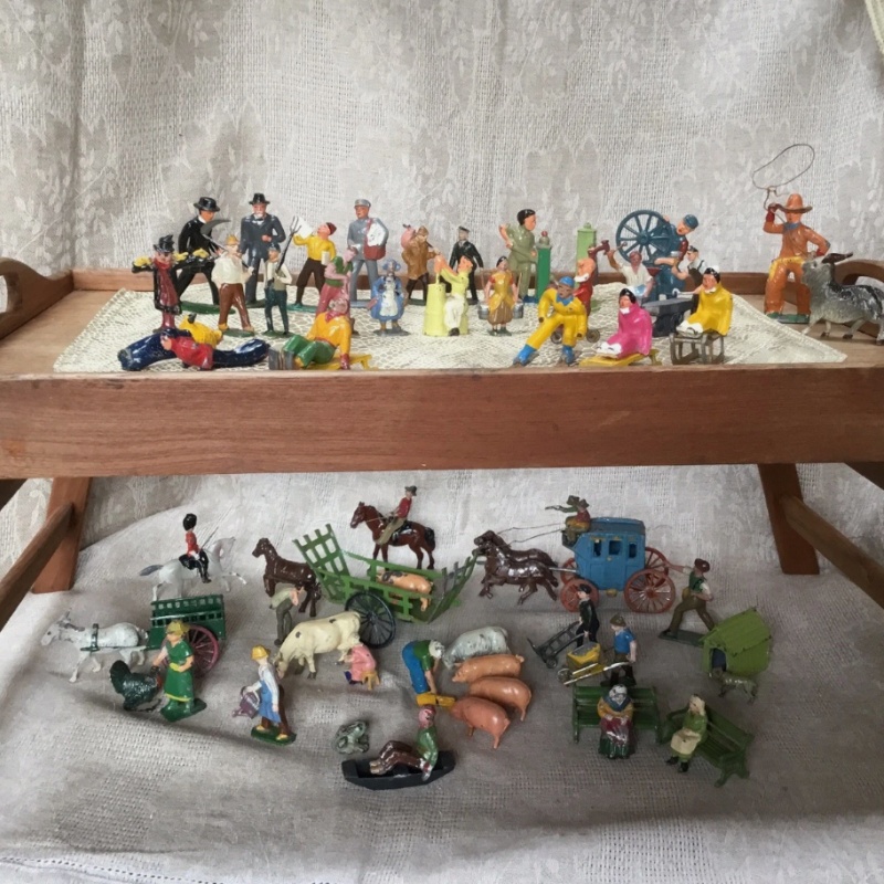 COLLECTION OF VINTAGE FARM - THEMED TOY FIGURINES MADE OF PAINTED LEAD