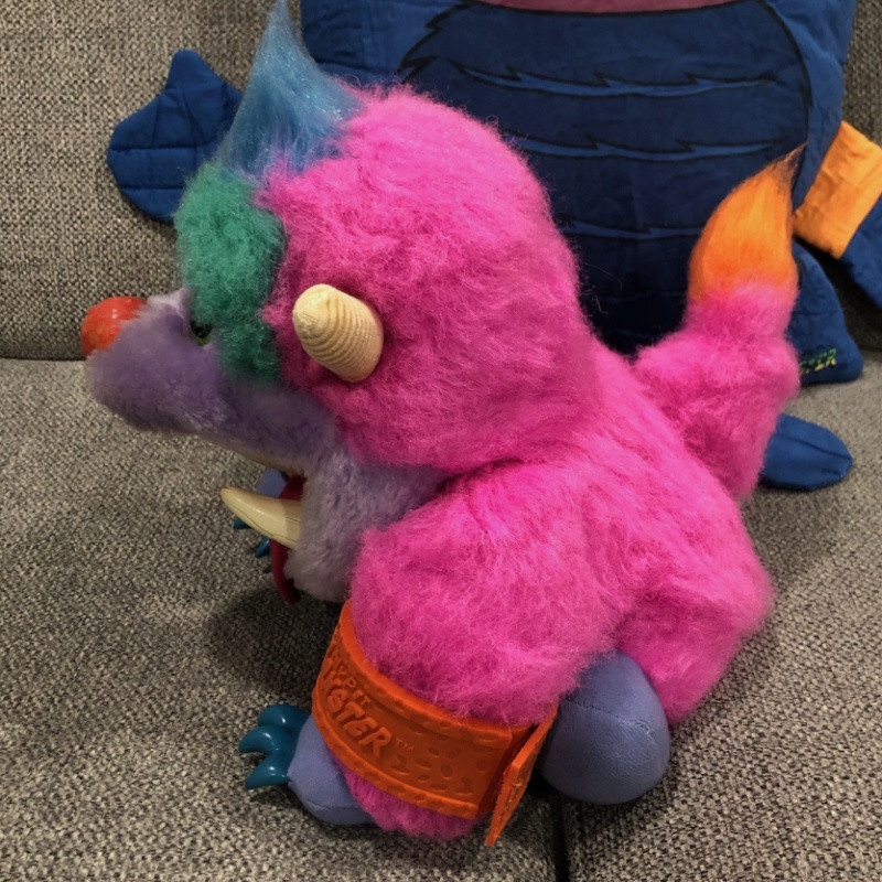 1986 Amtoy My Pet Monster Wogster Puppet with Cuffs and Pillow, RARE!