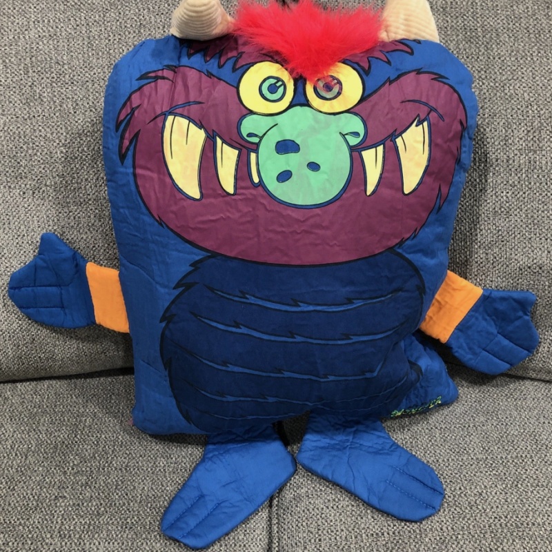1986 Amtoy My Pet Monster Wogster Puppet with Cuffs and Pillow, RARE!